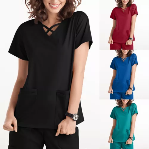 Damen Schlupfkasack Kasack Kurzarm Arbeitskleidung Damenkasack Pflege Top 3XL - Bild 1 von 11