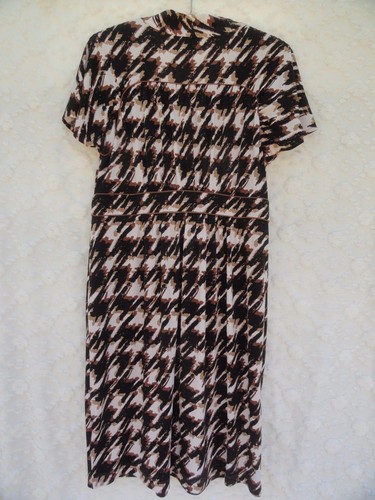 Banana Republic Dress Misses L Tan Brown Black Poly MINT - Picture 5 of 5