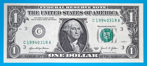 1994 March 18 : C 19940318 A BIRTHDAY Note $1 One Dollar Bill *UNC* - Picture 2 of 3