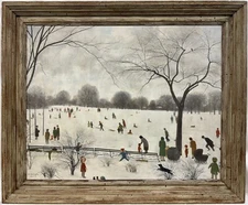 Exceptional 1949 Robert Smullyan Sloan Central Park in Winter NYC Manhattan Oil