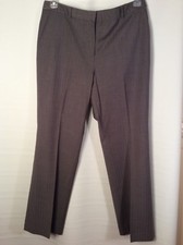 Anne Klein pin stripe brown dress pants front zipper belt loops Size 10