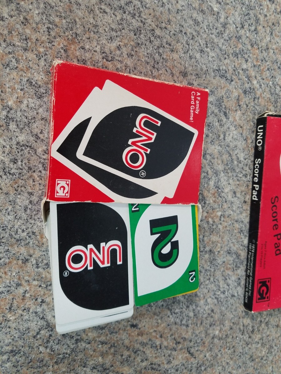 New Vintage 1978 UNO Card Game Score Pad #4001 and 1979 card