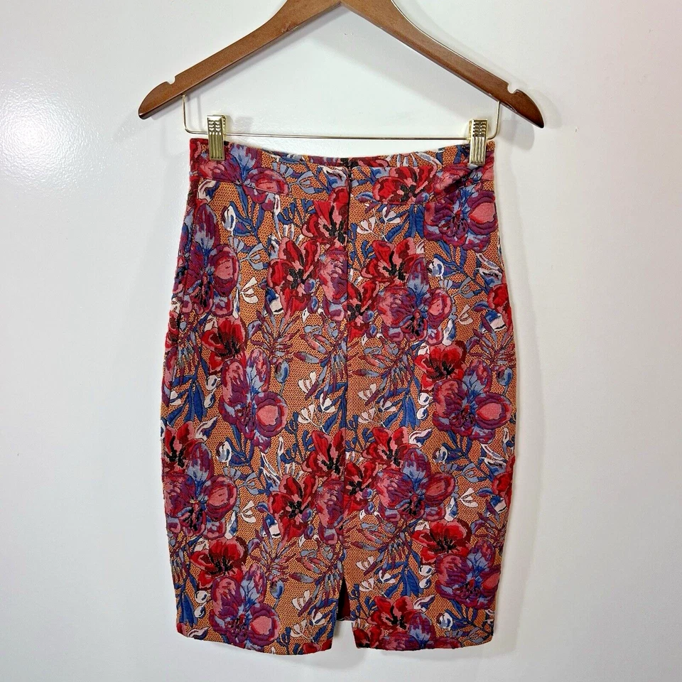 Falda ajustada Maeve Anthropologie para mujer talla XS multicolor tapiz floral oficina Foto 2 de 4