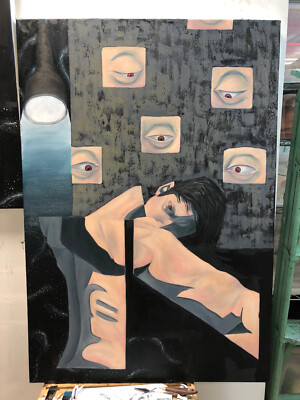 Original Artwork ' Security Paranoia', Signed ASH, 31x45x1.5'' oil on canvas