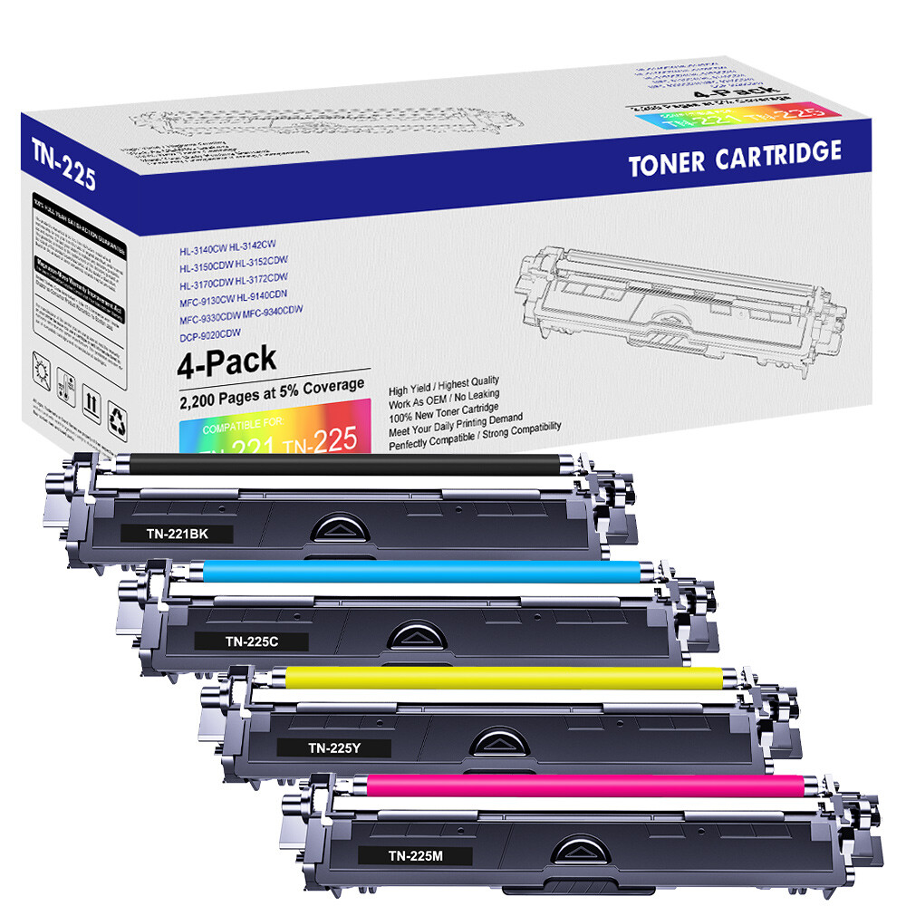 TN221 TN225 - Juego De 4 Cartuchos De Tóner De Repuesto Para Brother TN-221 TN-225 Compatible Con MFC-9130CW HL-3170CDW MFC-9340CDW HL-3140CW MFC- 9330CDW DCP-9020CDN (1 Negro, 1 Cian, 1 Magenta 1 - Foto 7