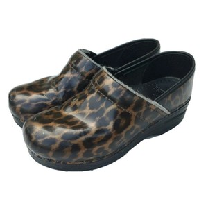 dansko leopard patent leather clogs