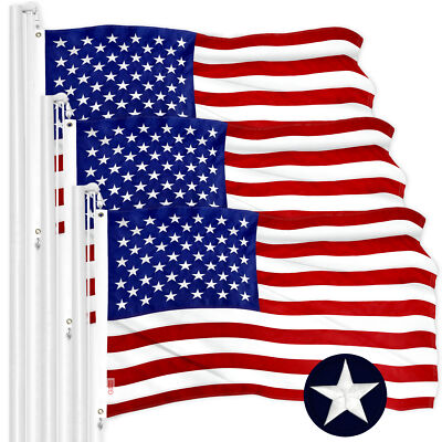 Heavy Duty Embroidered American US Flag, 3x5 ft, 3-Pack, Sewn Stripes, Grommets