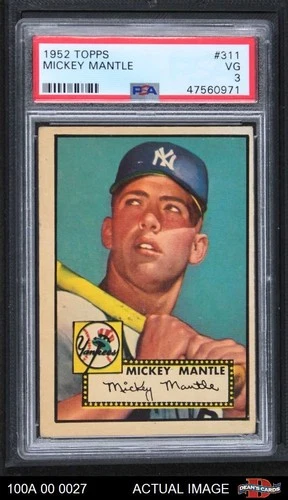 1952 Topps #311 Mickey Mantle Yankees RC HOF PSA 3 - VG