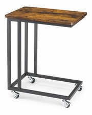 Couchtisch mit Rädern LOFT Kaffeetisch Beistelltisch 35x61x50 cm schwarz braun