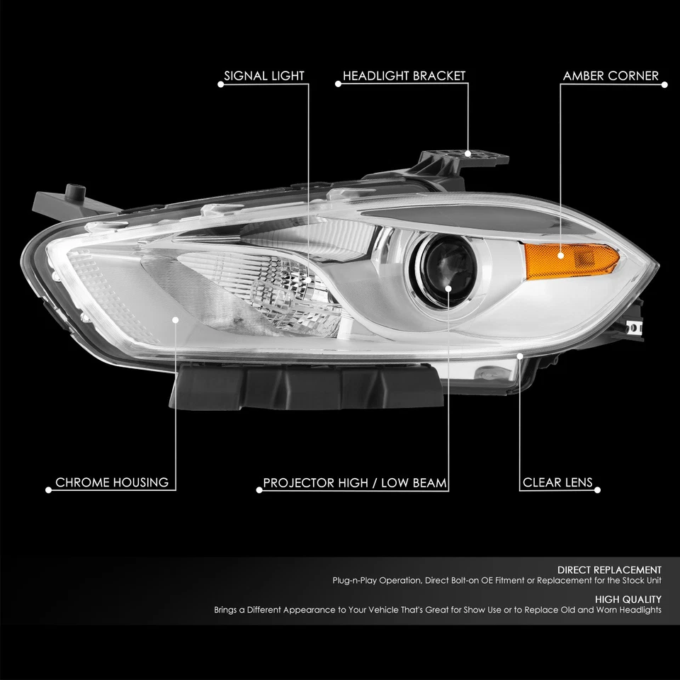 Faro de esquina ámbar carcasa cromada para Dodge Dart 2013-2016 lámpara conductor izquierdo Foto 2 de 4
