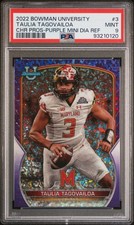2022 BOWMAN UNIVERSITY PURPLE MINI DIAMOND TAULIA TAGOVAILOA /399 PSA 9