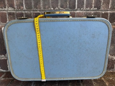 Lady Baltimore Blue Train Case Suitcase Mid Luggage Satin Interior