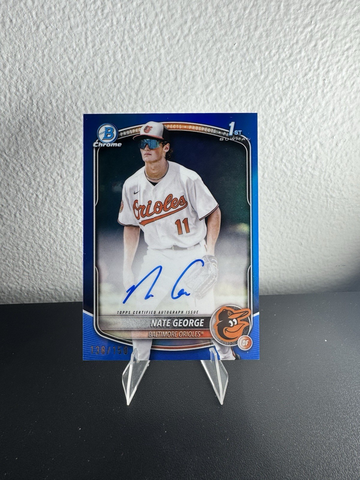Nate George 2025 Bowman Chrome /150 Prospect Auto Blue Baltimore Orioles CPA-NG