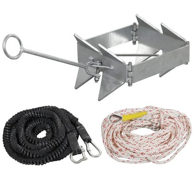 Box Anchor Kit 13LBS/19LBS/25LBS, Boat Anchor with 16.5 Feet Elastic Rope & 1...