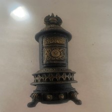 Poêle de maison de poupée miniature en métal doré noir T6031 motif orné à l'unité unique