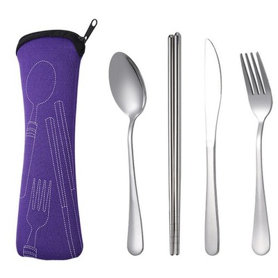 Tragbares Reiseset 4-teilig mit Tasche, Lila S5U97483
