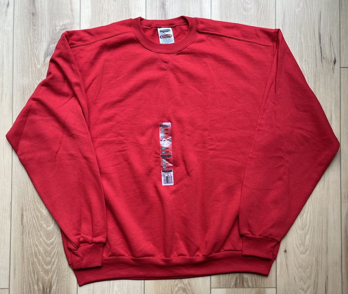 Vintage JERZEES Long Sleeve Sweatshirt Mens XL Red Crew Blank