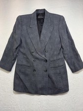 Vintage Linda Allard Ellen Tracy Blazer Womens 14 Houndstooth Double Breasted