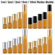 Glass Amber Essential Oil Perfume Roller Bottles Metal Plastic Ball 1ml - 10ml