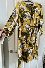 ZARA Beautiful Yellow Silky Satiny Polyester Fabric Dress Size L NWT 39.99