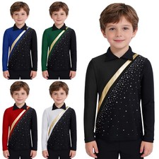 Boys Dancewear Latin Sweatshirt Figure Skating Top Tee Costume Sports Casual