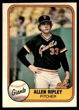 Allen Ripley 1981 Fleer #454 Giants MLB READ FREE SHIPPING AutographDen