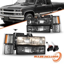 For 94-98 Chevy Silverado Tahoe C10 Ck 1500 2500 3500 Headlights Pair Wbulbs