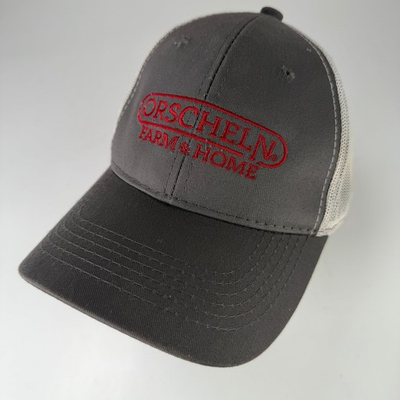 #ad Outdoor Cap Trucker Hat Mens Adjustable Gray White Red Orscheln Farm Home Logo $8.39