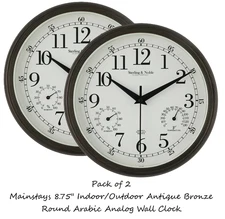 Mainstays 8.75" Indoor/Outdoor Antique Bronze Round Arabic Analog Wall Clock