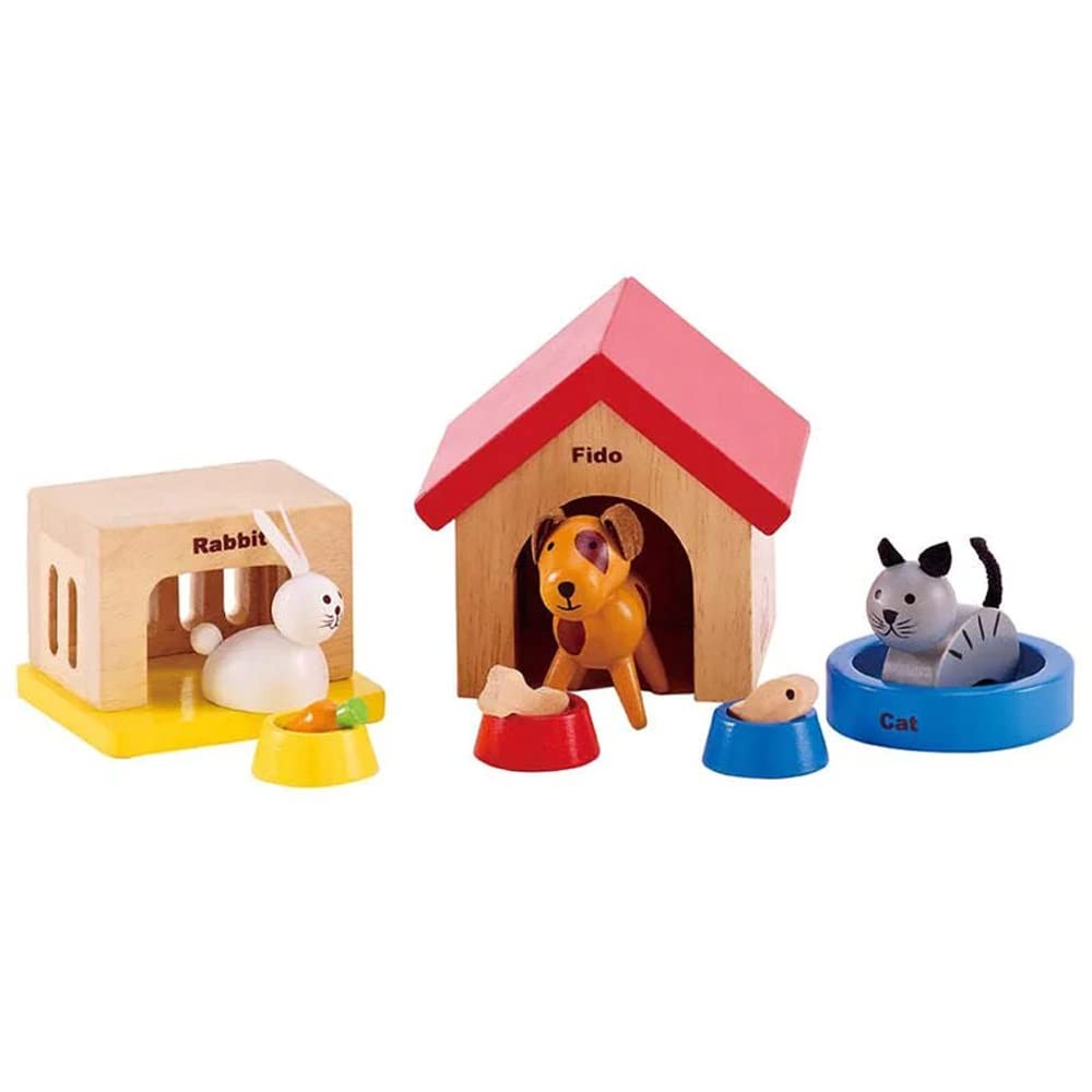 Hape Family Pets Complete Your Wooden Dolls House with Happy Dog Cat Bunny P 10490₽
