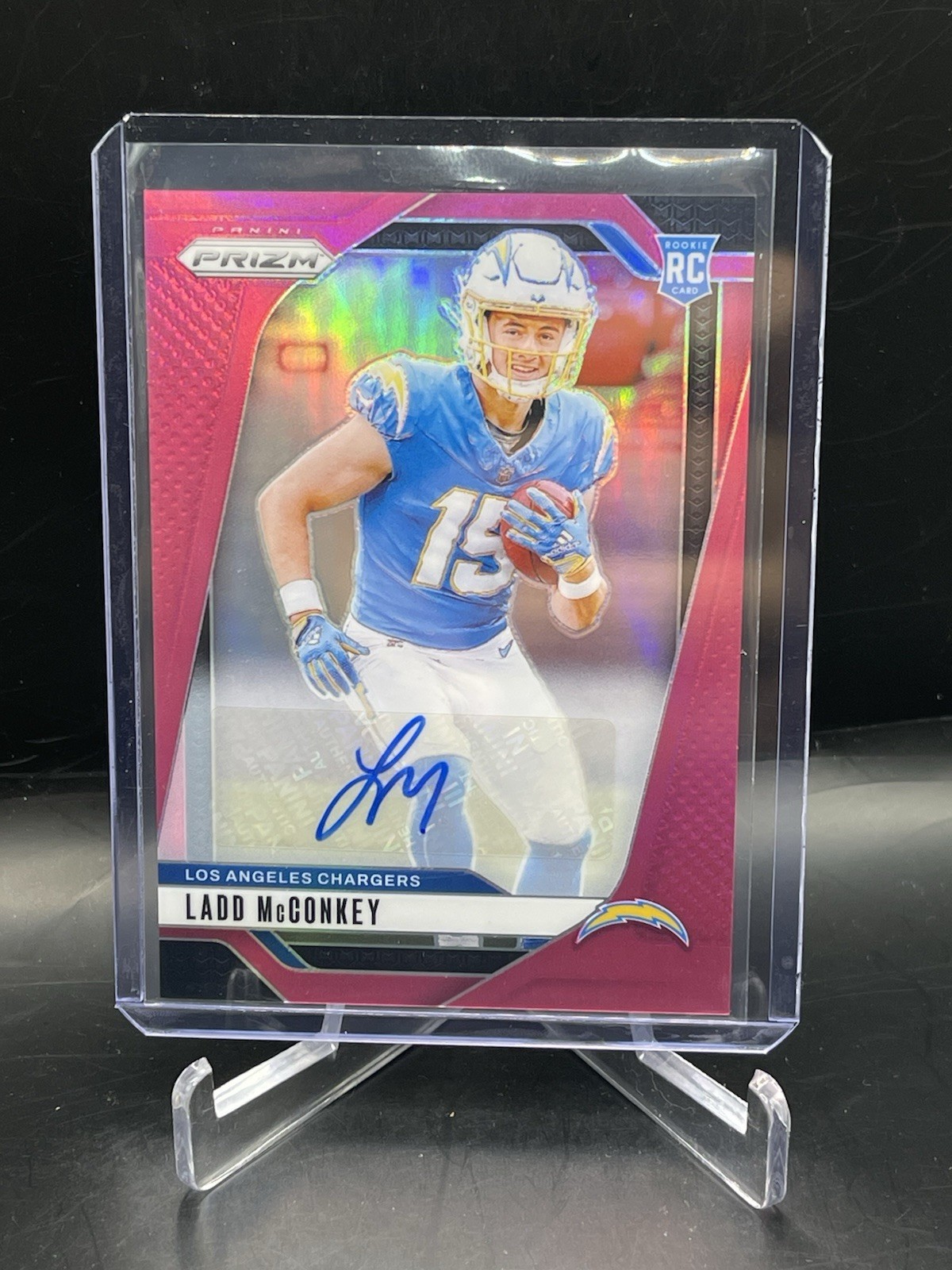 🔥2024 Panini Prizm Ladd McConkey Auto RC Pink Rookie #365 Chargers🔥