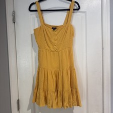 NWT Forever 21 Marigold Yellow Summer Dress Ruffle Hem Size L
