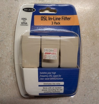 Belkin DSL In-Line Filter 3 Pack Beige RJ-11 Eliminates Line Noise Universal