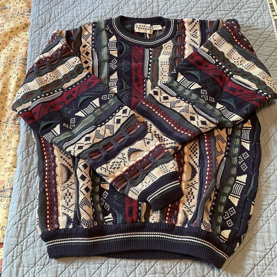 Suéter Vintage Algodón Traders Para Hombre XL Multicolor Coogi/Cosby Estilo Y2K Años 90 Foto 2 de 4
