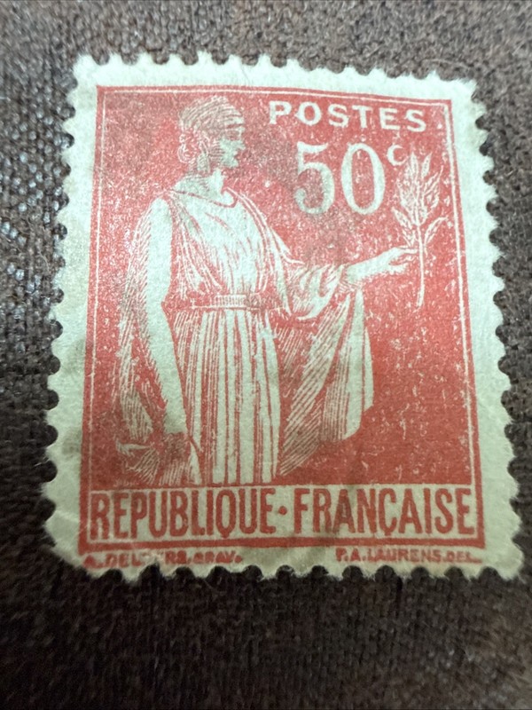 1932-1939 Republique Francais 50c Rose Red Stamp