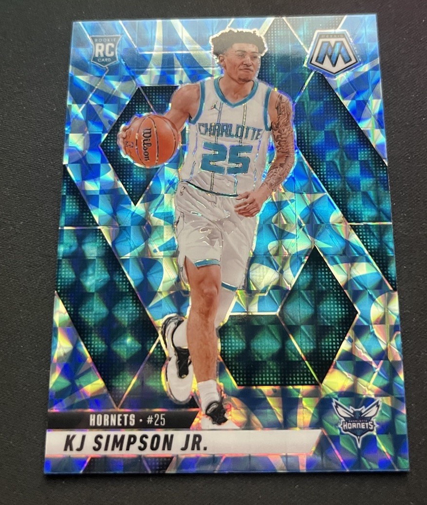 2024-25 Mosaic KJ Simpson Jr. Reactive Blue Prizm #239 Charlotte Hornets