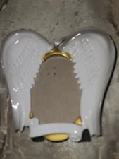 Miniature MINI ANGEL WINGS Picture Frame or Ornament Acrylic WHITE w Gold Trim