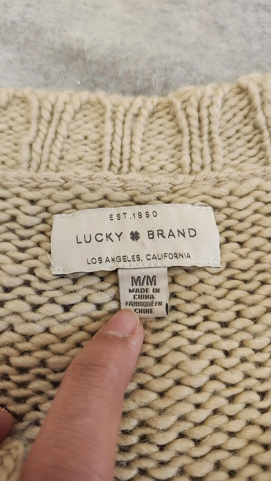 Cardigã feminino Lucky Brand suéter médio creme bobble robusto malha frontal aberta - Imagem 2 de 4