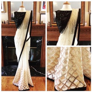 white saree for party
