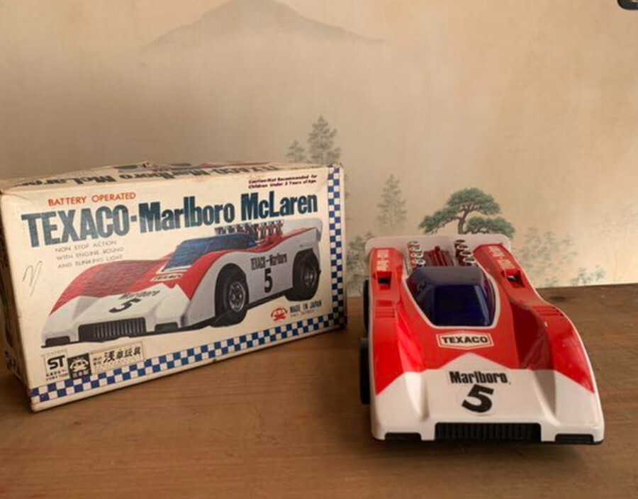 Asakusa Toy Plastic Toy Car TEXACO Marlboro Mclaren W/BOX F