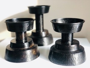 Pottery Barn Set Of 3 Hand Hammered Antique Bronze Candle Holders