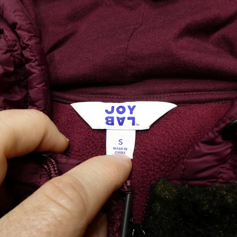 Joy Lab Hoodie Womens Small Fleece Jacket Full Zip Hooded Cropped - Image 2 of 4