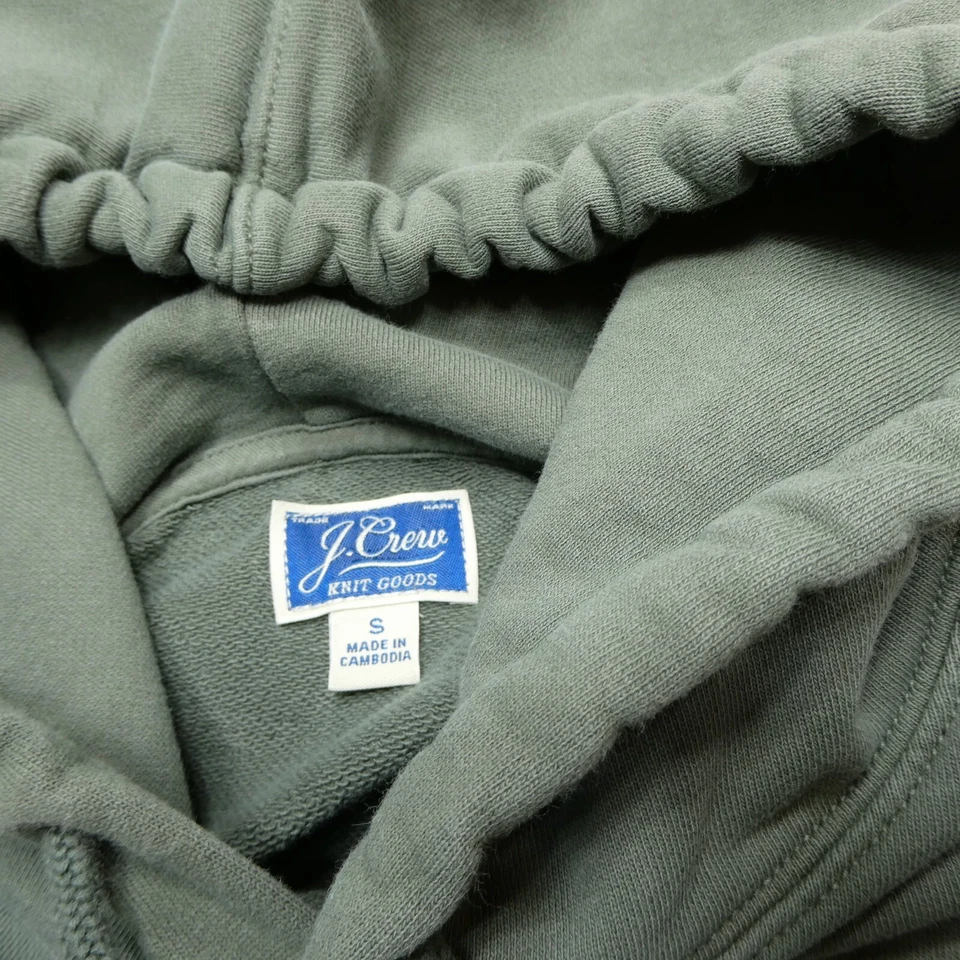J Crew Knit Goods Hoodie Womens Small Green Cotton Terry Knit Hooded Sweatshirt - Image 3 of 4
