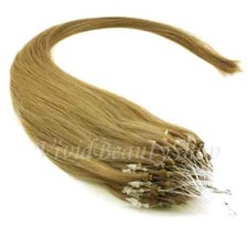 50 Micro Loop Ring Beads I Tip Indian Remy Human Hair Extensions Light Ash Brown