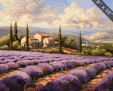  A Field of Lavender in Provence oil painting 8x10 print