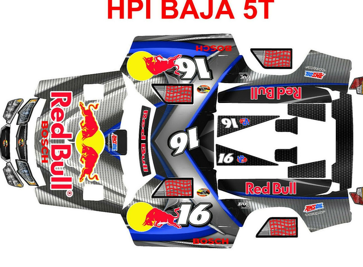 HPI Baja 5t ARMOUR BLUE TROPHY TRUCK Theme body wrap decals