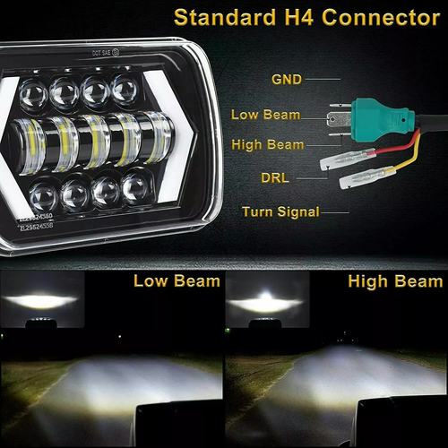 For Jeep Cherokee XJ 1984-2001 Wrangler YJ 1986-1995 5x7" 7x6 Led Headlight Halo - Bild 11 von 12
