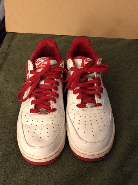 mens nike air force 1 white and red