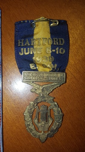 1939 AUSS American Union Swedish Singers HARTFORD CONNECTICUT MEDAL RIBBON