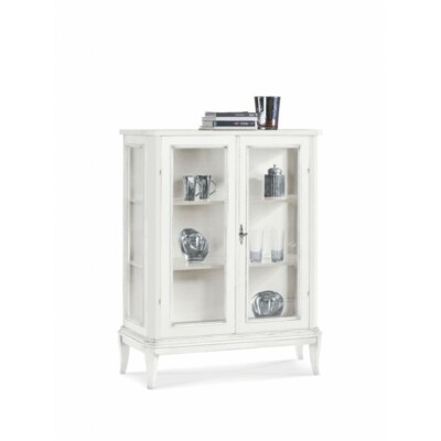 ARTE POVERA CLASSIC MATT WHITE GLASS HINGED DOORS DISPLAY CASE